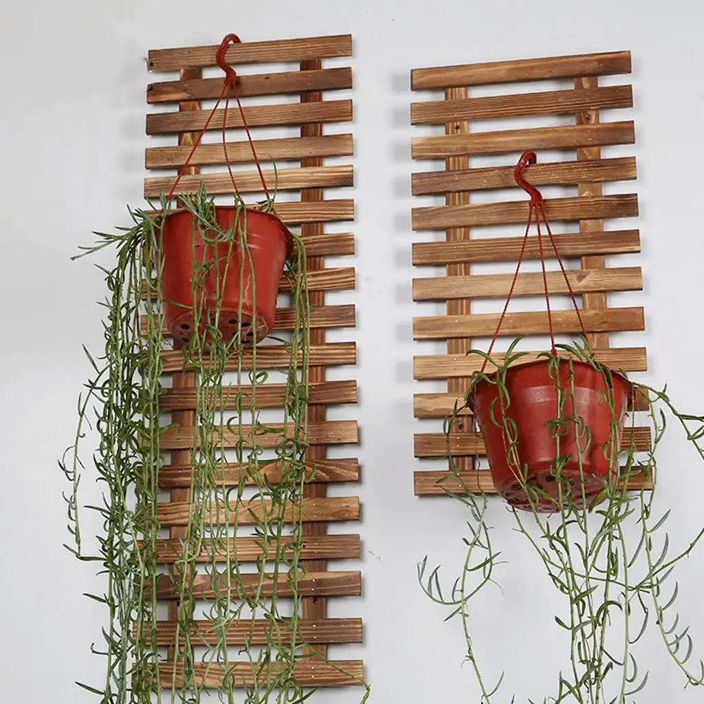 Rustic Wall Hanging Wood Flower Pot Rack Balcony Living Room Flower Plant Shelf