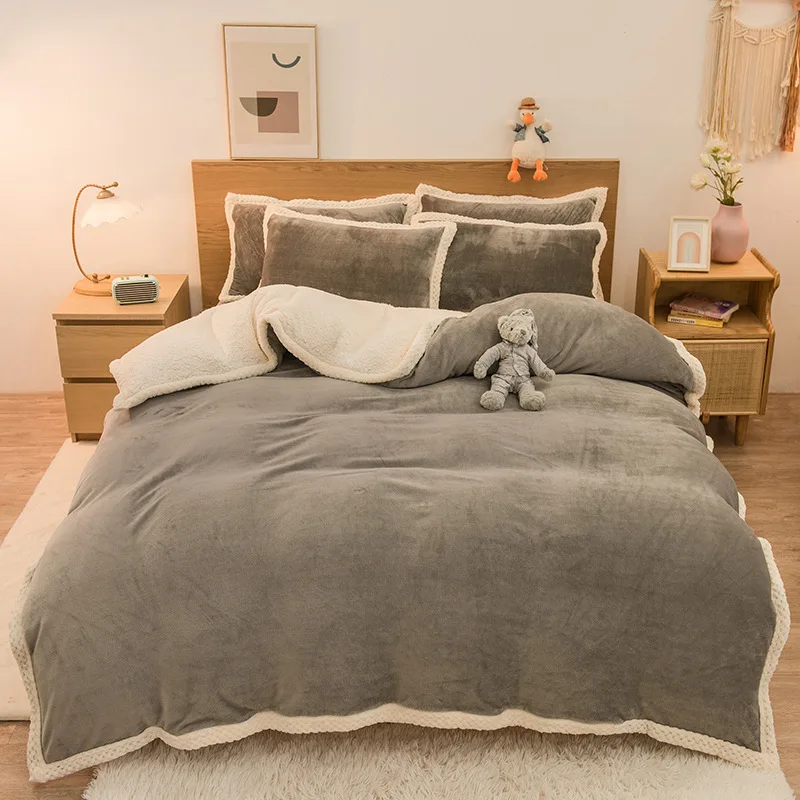 100% polyester microfiber Shaggy, Comforter Sets King Size 3 Pieces Ultra Soft Sherpa Reversible Bedding Faux FurComforter Set/