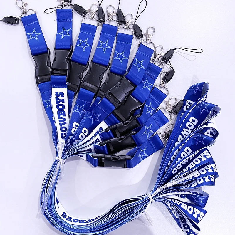 2022 Hot Sales NFLLs US Football Team Sports Fashionable Lanyard  All 32 Teams Silk Material Key Chains