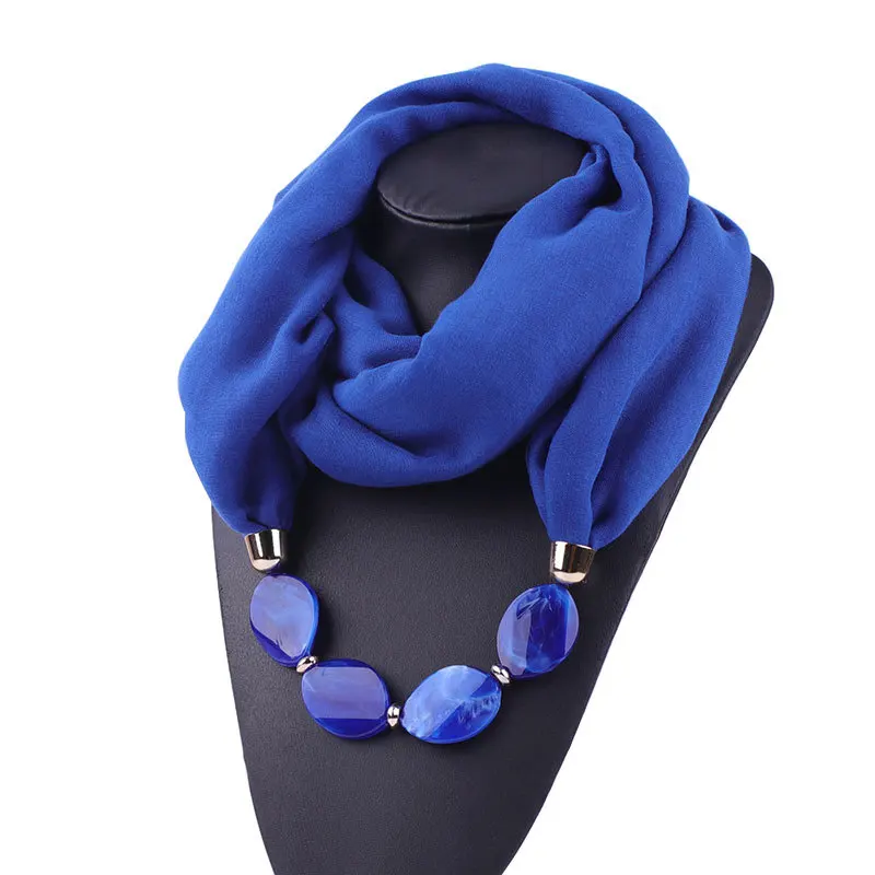 Wholesale New Cotton Voile Scarf Jewelry Accessories Small Neck Scarf Women Solid Color Necklace Pendant Shawls Round Scarves