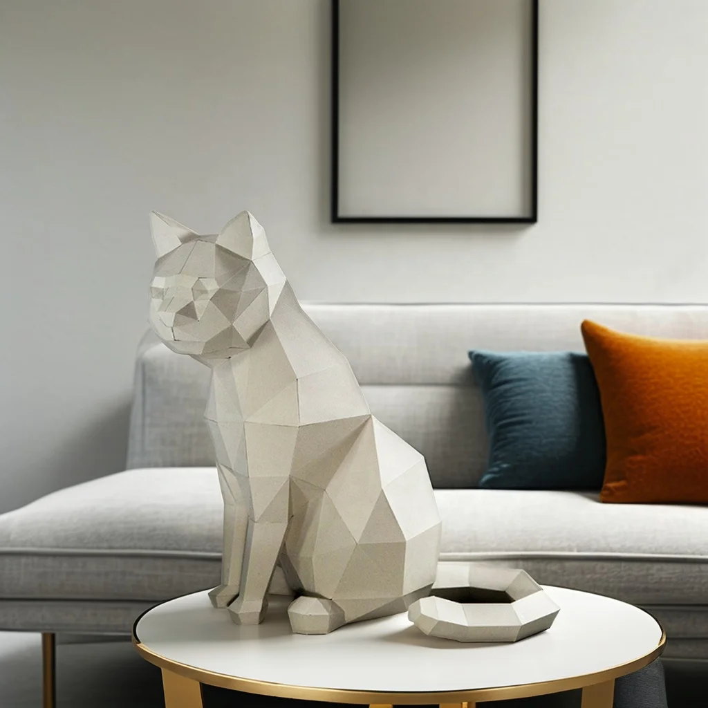 White Cat 3D Origami Paper DIY Handmade Art,Home Decor,Educational Interests,Holiday Parties,DIY Origami Paper Crafts