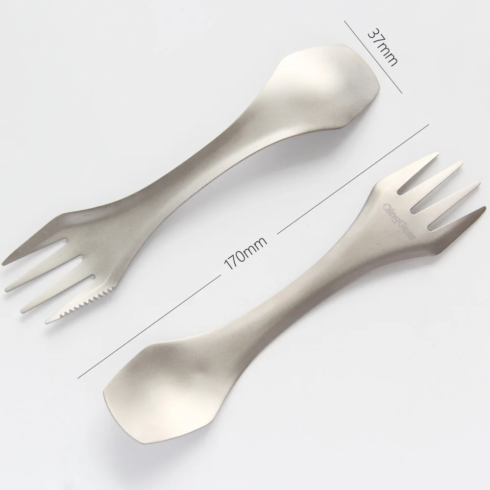 3-в-1 Титановая Ложка Вилка Нож Открытый Кемпинг комбинированных ложек и вилок Сверхлегкий Пикник столовые приборы Путешествия Посуда для пикника путешествия для домашнего использования