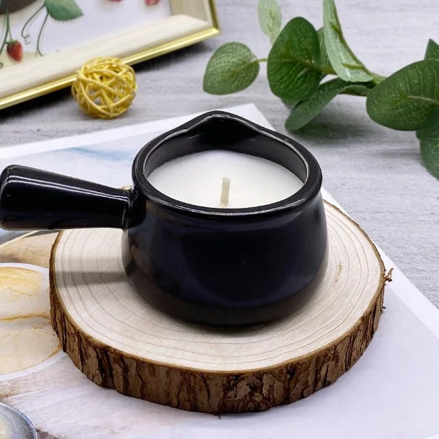 LTC21 Hot Sale Private Label Soy Wax Coconut Ceramic Jar With Spout Massage Body Aromatherapy Scented Candles