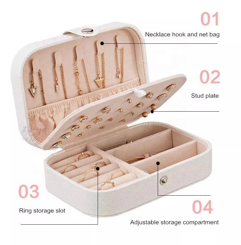 Custom Wholesale Earring Ring Luxury Display Necklace Jewelry Case Organizer Girls Travel PU