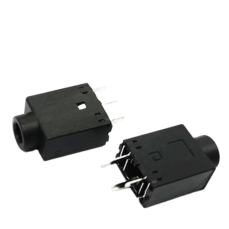 High quality 5 pole audio connectors phone jack  PJ-358 3.5mm female 5pin surface mount vertical DIP type with metal nut