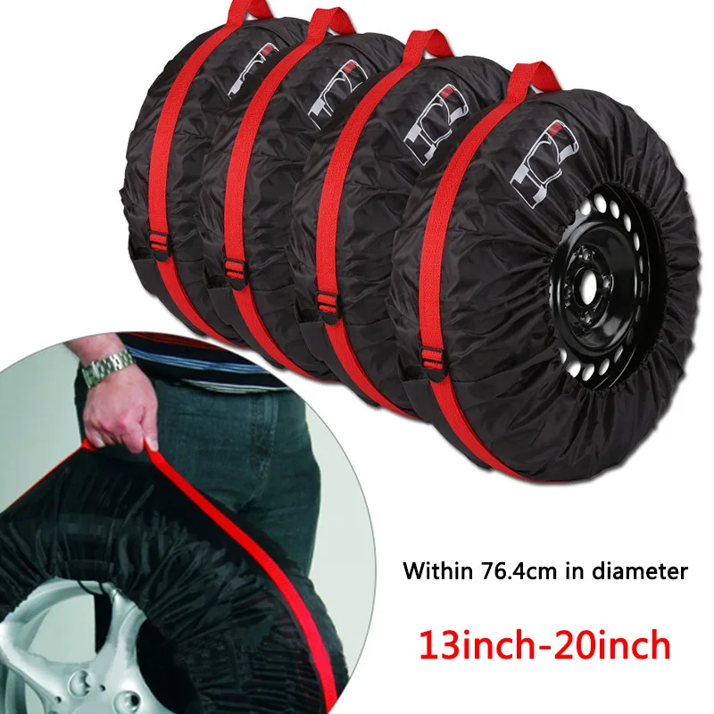 General Type 190T Polyester Taffeta Car Tires Covers Multifunctional 68cm/80cm Spare Tire Cover Tire Protector 4pcs Set