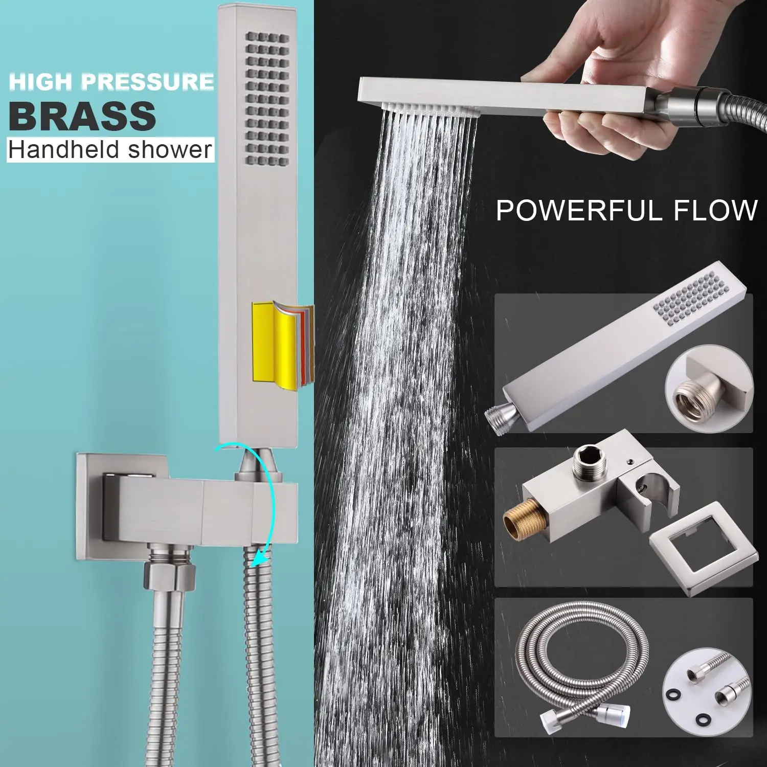 Brushed Nickel  Mist and Rain Waterfall couple LED romantic showers music Showet system Set