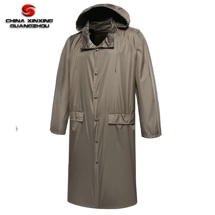 Green Rain Coats Men Nylon PU Coating Raincoats Camping Customized Metal or Plastic Buckle Ponchos Para Lluvia De Pvc RAINWEAR