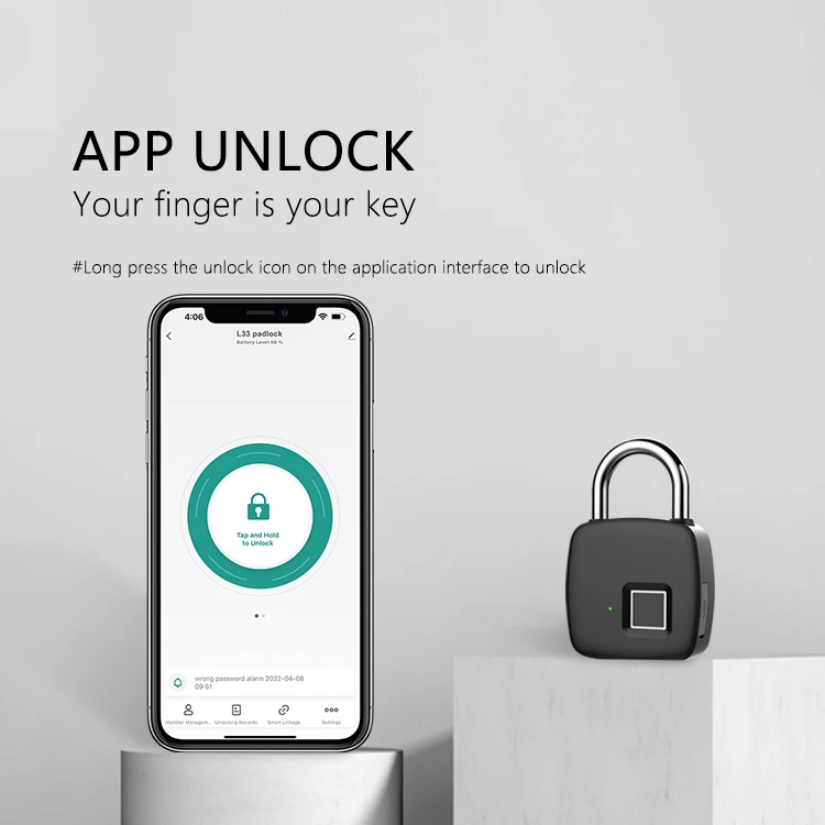 Portable Biometric Usb Rechargeable Security Smart Fingerprint Electronic Padlock for Bags and Luggage