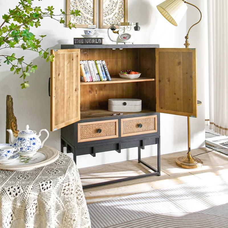 INNOVA New design accent metal wooden storage hallway entry buffet cabinet furniture with drawer and door