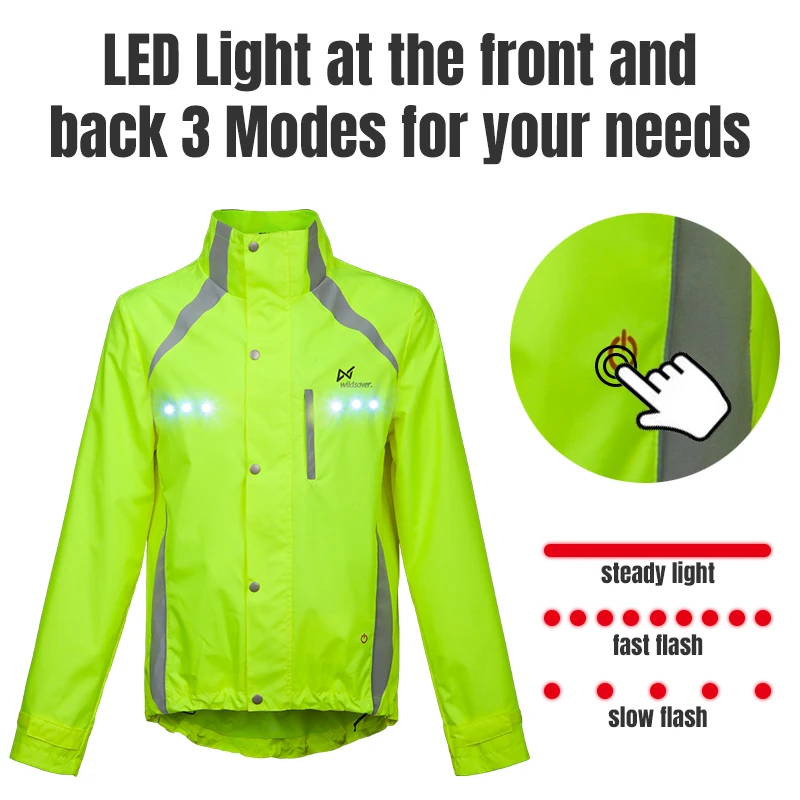 Lightweight Warm Windproof Charged Reflector Winter Clothing Led Flash Long Sleeves Reflective Safety Jacket For Climbing