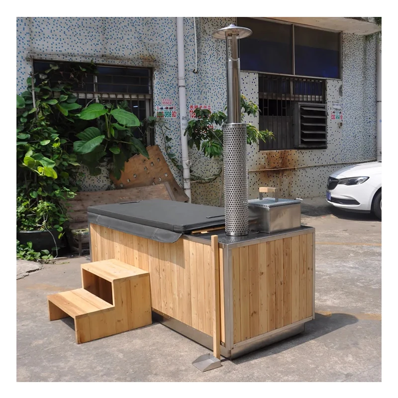 Popular 2-3 Person Size Outdoor Red Cedar Wood Stove Wooden Hot Tub For Sale