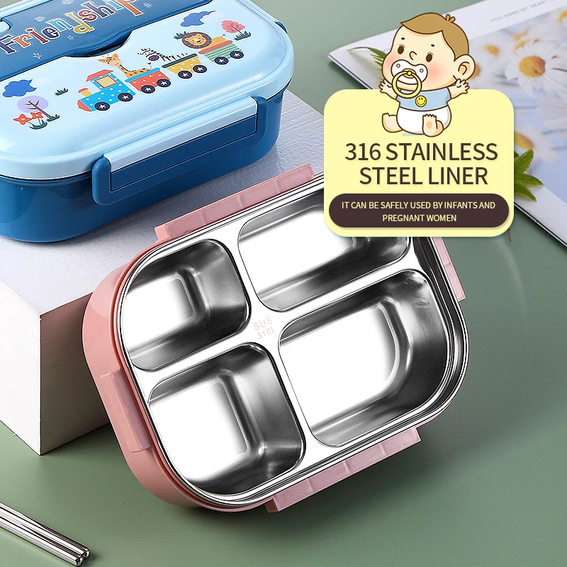 
Bento Lunch Box Storage Box & Bins Stainless Steel Food Container Durable Tiffin Lunch Box Picnic Carrier Basket Four Lock 