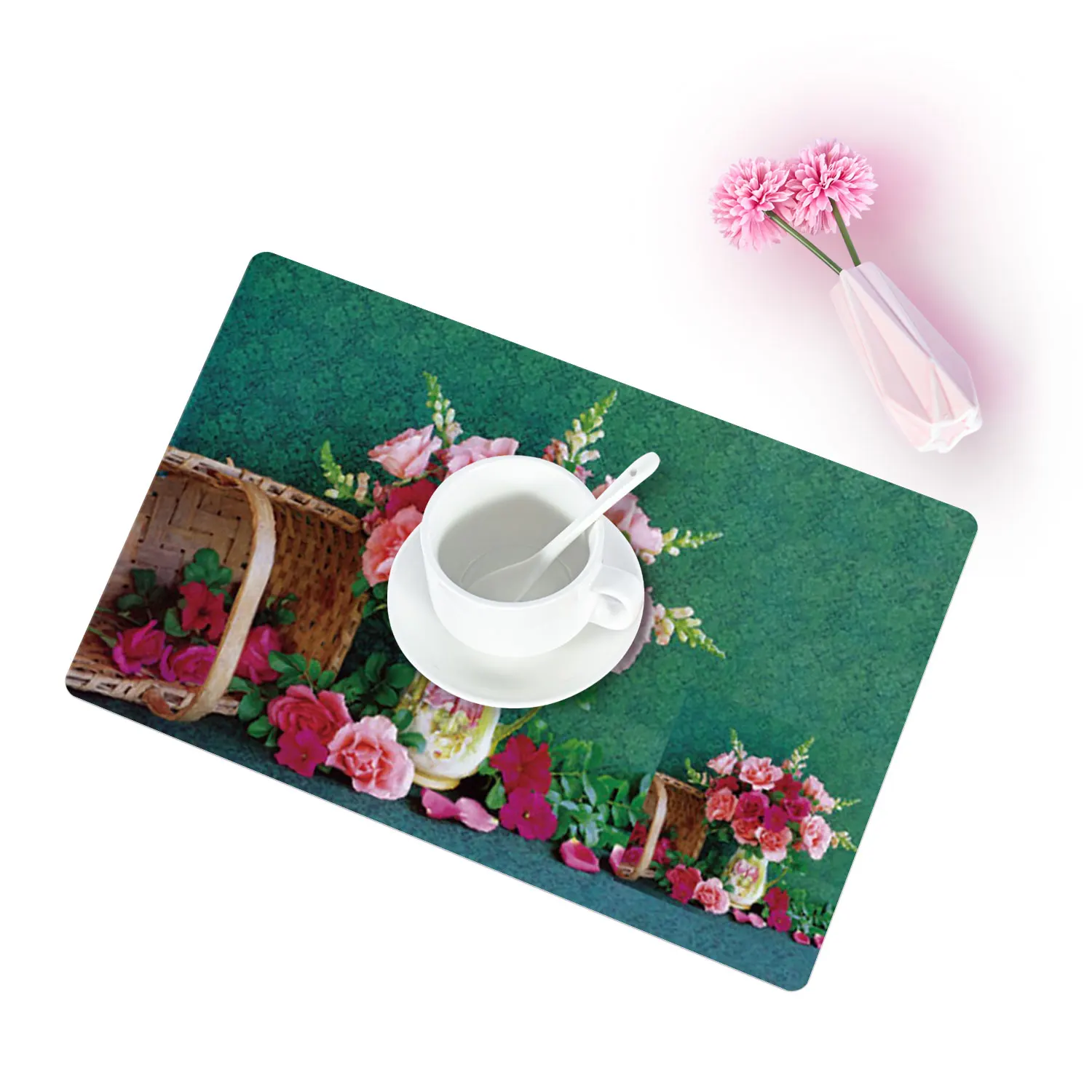 wholesale luxury natural christmas wedding kitchen table 43*28CM mat washable round woven cotton braided placemat set