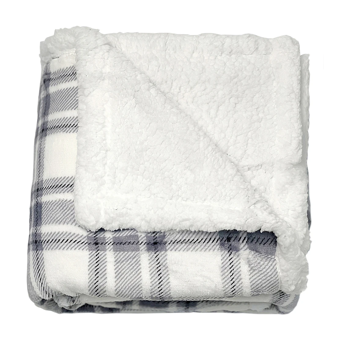 High Quality Plaid Flannel Fleece Sherpa Trim Super Soft Warm Cozy 2 PLY Throw Blanket For Chilly Winter Suppliers