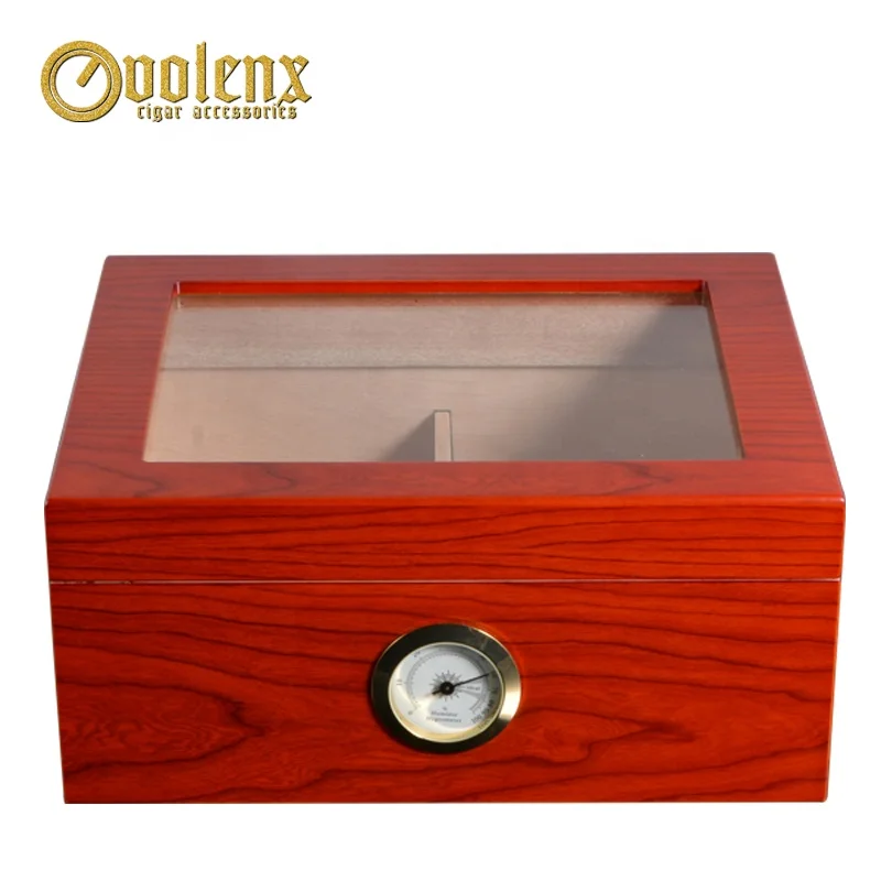 Cigars Humidor Boxes for 15-25 Cigars Humidor with Cherry Finish- Hygrometer Humidifier Included Humidor Cigar Wood
