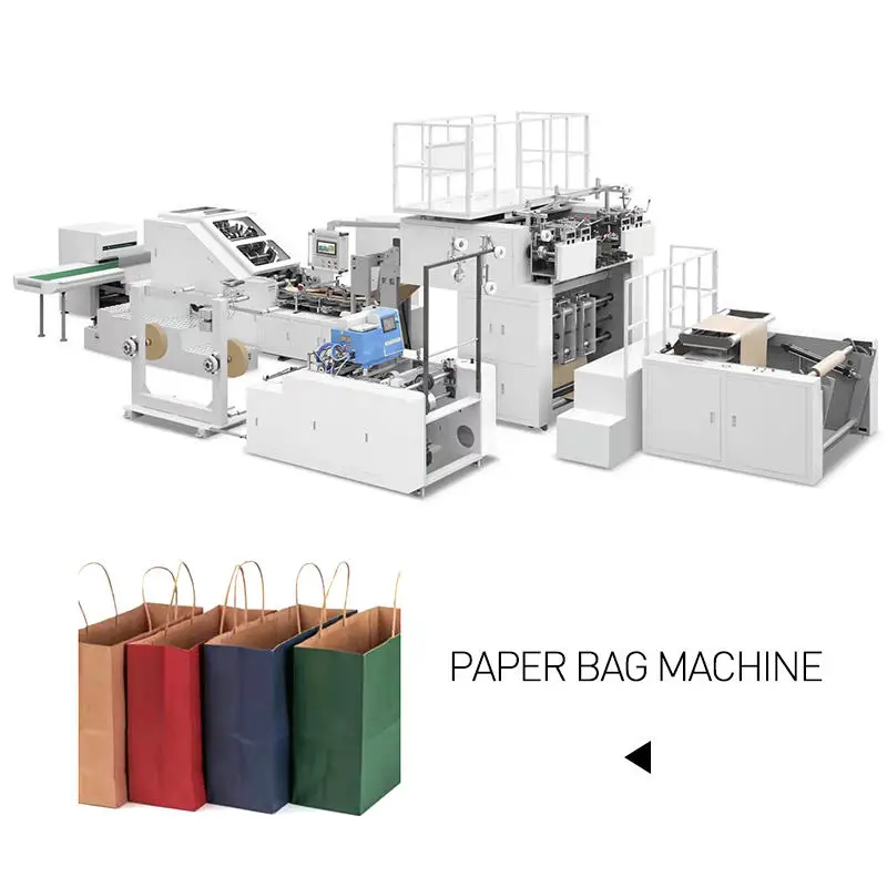 Shopping Paper Bag And Cement Paper Bag Making Machine Production Line With 4 Colors Printing Machine