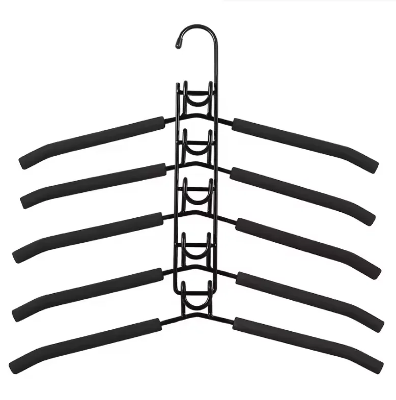 Space-saving hangers removable 5 layers of stainless steel foam thickened metal suit shirt hangers wholesale