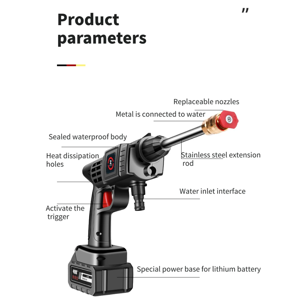 Touch Free Electric cleaner Car Wash Foam Gun Cordless Portable Wash High pressure pump mini car washer With Lithium Battery