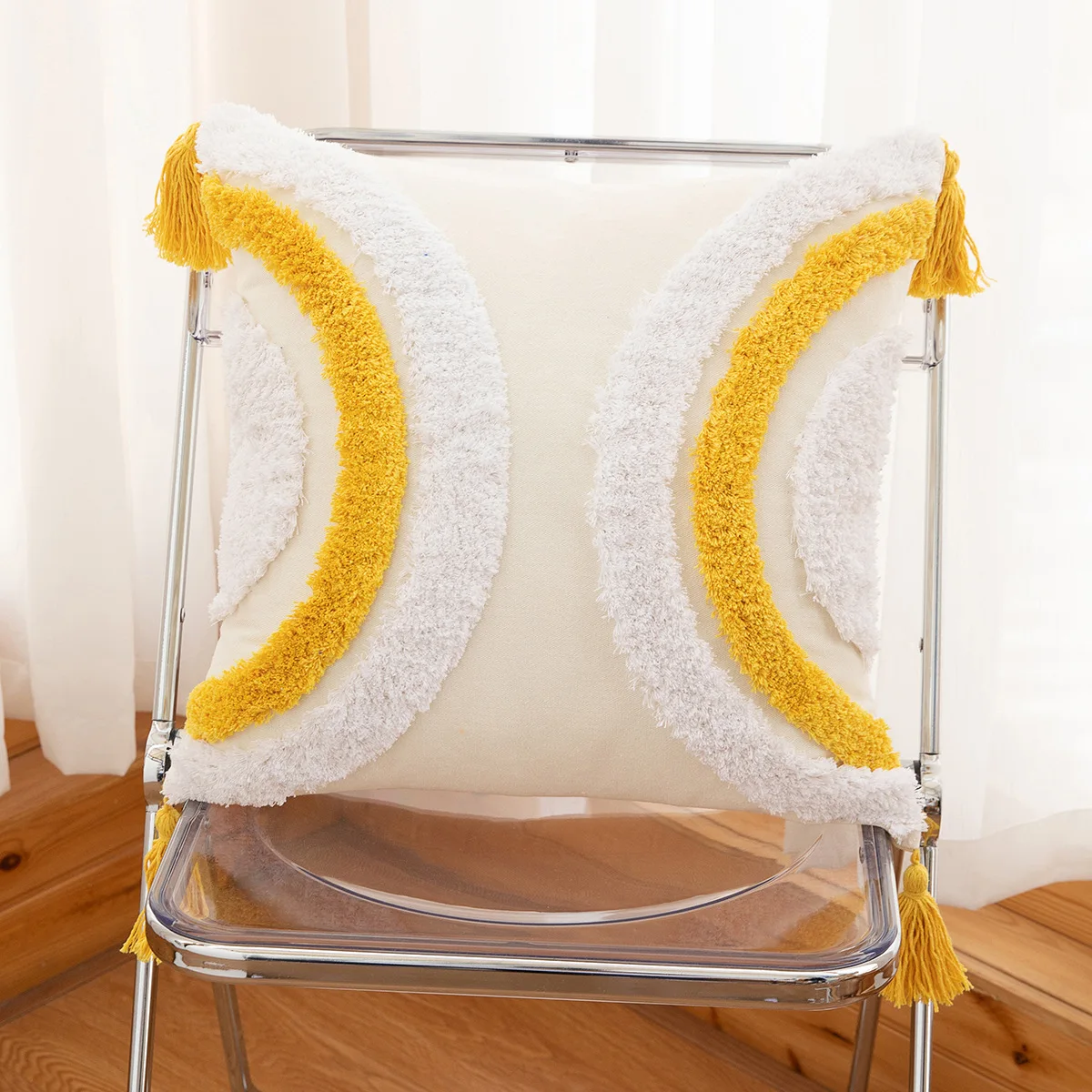 2023 Autumn Fall Gold Mustard collection factory supply wholesale customized 20*20 Boho pillow  Home decoration tufted pillows