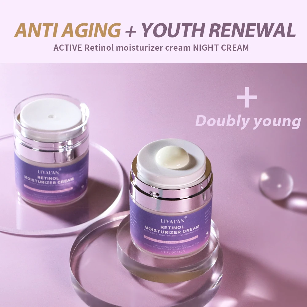 Wholesale OEM Vitamin A Face Cream Anti Aging Wrinkle Whitening Day Night Hyaluronic Acid Collagen Retinol Cream
