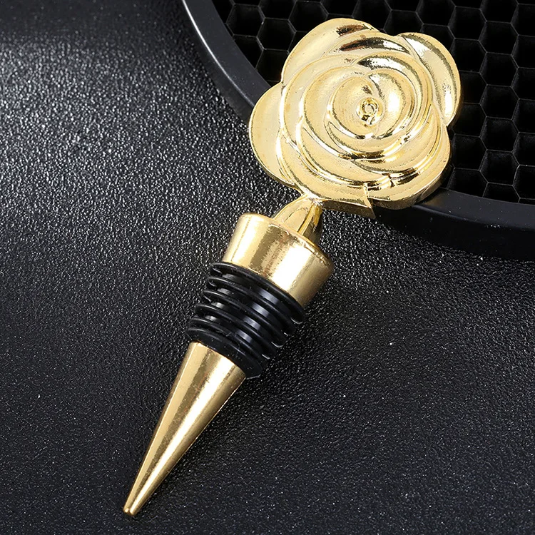 
High quality rose wine bottle stopper zinc alloy metal wine stopper for wedding 