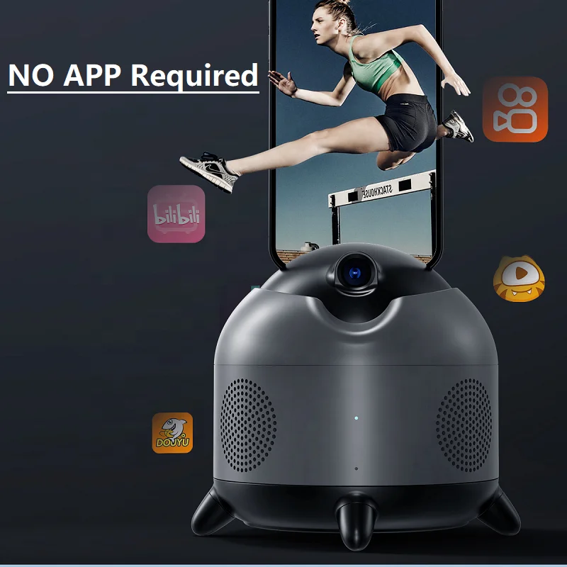 Amazlife M136 Portable Auto Face Tracking Smart Rotation Wireless Blue Tooth Music Speaker with Phone Holder