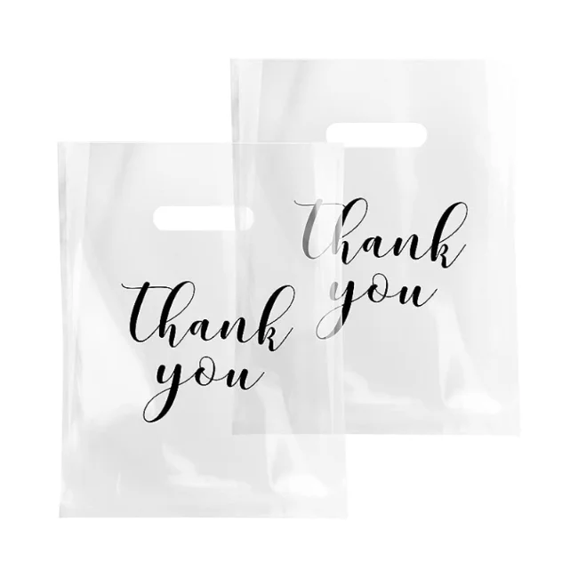 Factory Direct Sales Eco-friendly Custom Size Color LDPE Thank You Plastic Die Cut Handle Shopping Bag