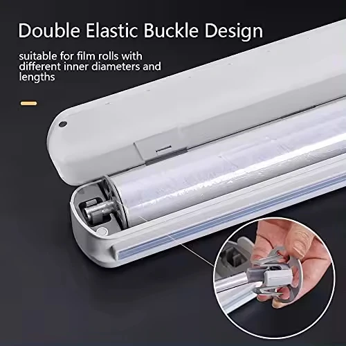 Reusable Plastic Wrap Dispenser with Slide Cutter PP Blade Material Press Function for Fruit and Vegetable Tools
