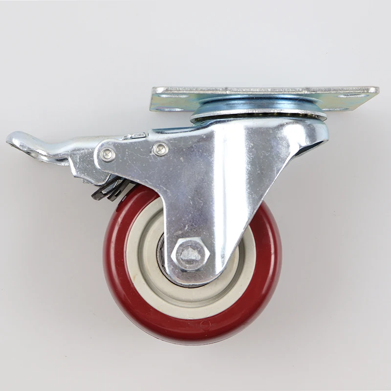 OEM Polyurethane Wheel Caster 3 Inch Vending Machine Casters Swivel With Braked Caster