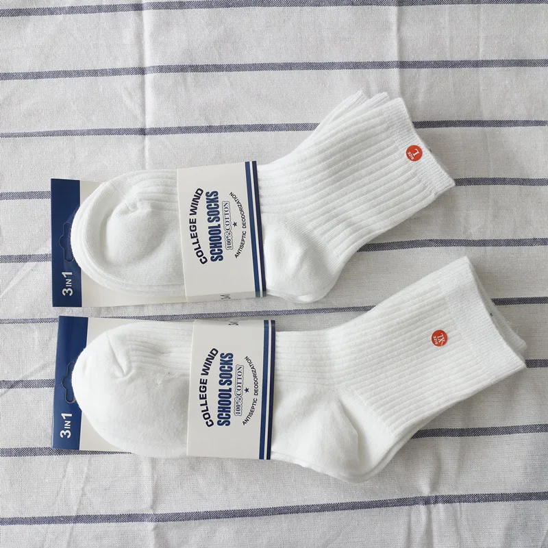 school kids children white black colors short and medium sports cotton sock