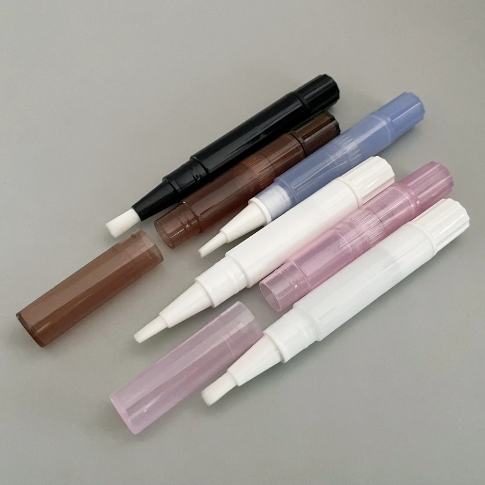 Customized Semi transparent Color Manufactory Private label 1ml mini Liquid Container tube twist Cosmetic pen with brush