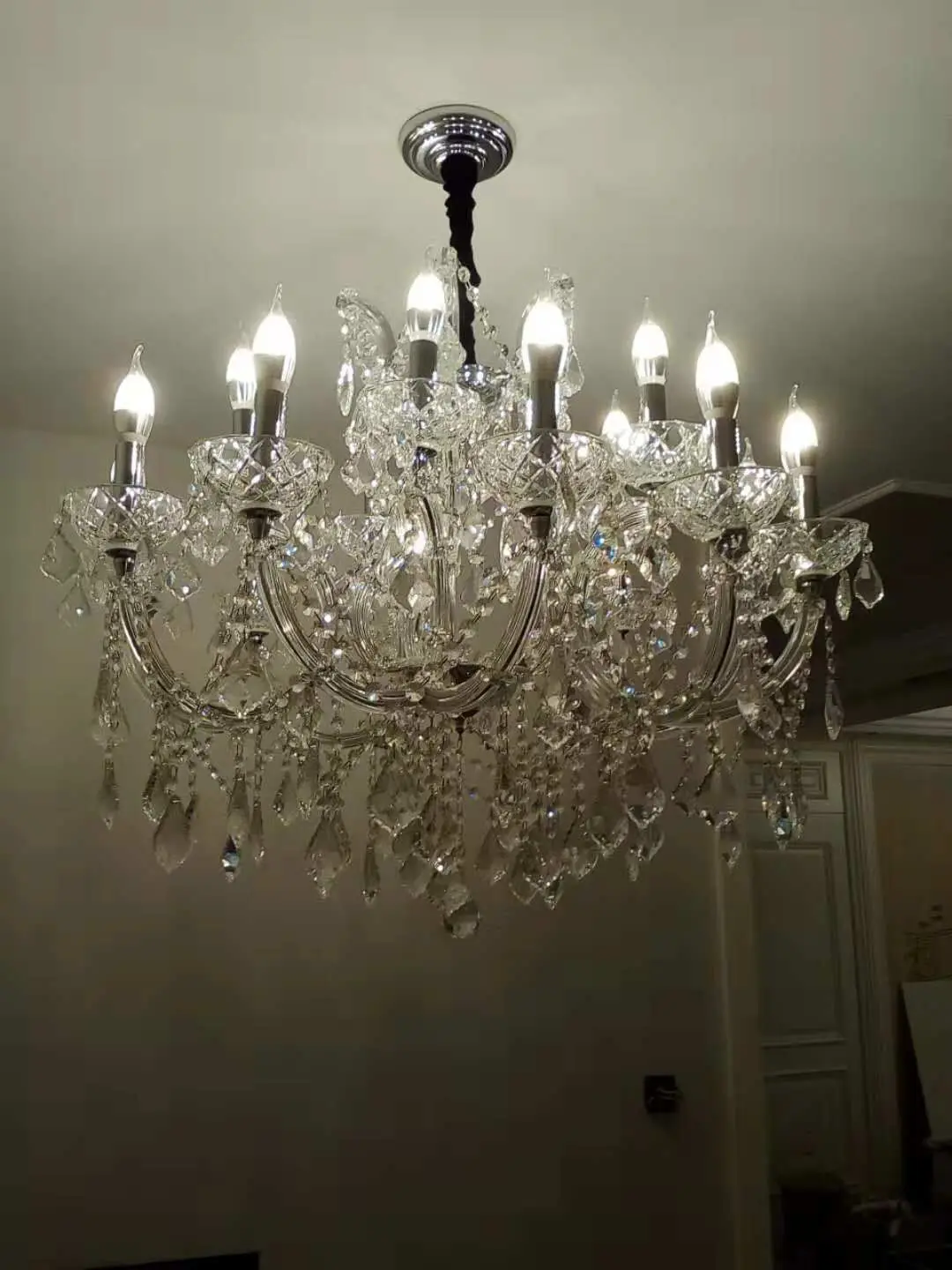 Guangdong Zhongshan classic luxury hotel indoor wedding led candle crystal pendant light chandelier