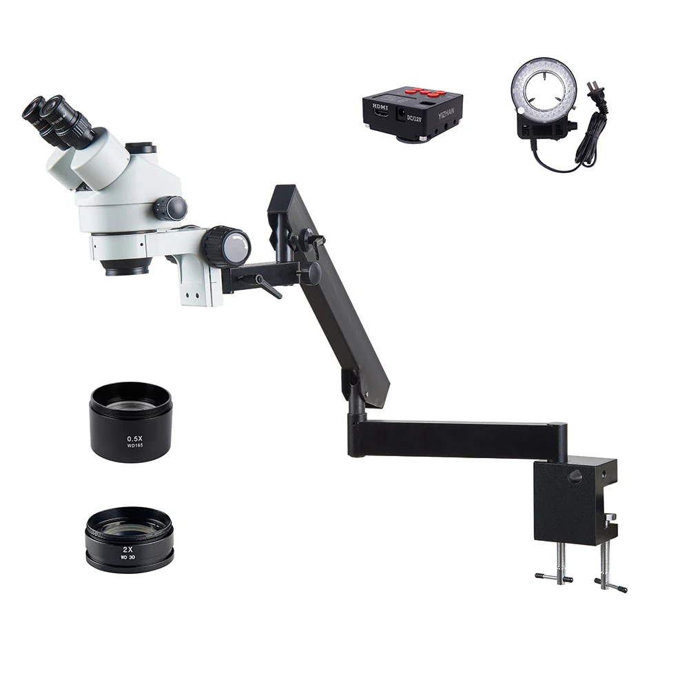 3.5X-90X двухплечий Тринокулярный оптический стерео микроскоп с Hdmi камера для обслуживания и осмотра