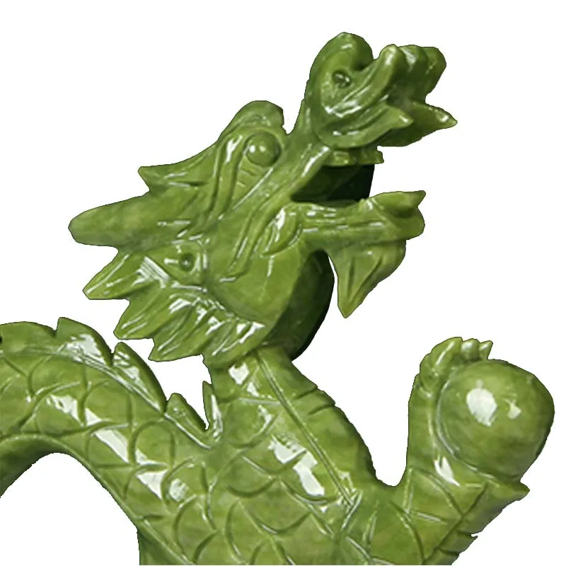 Wholesale desk decoration natural green jade dragon high quality crystal dragon carving crafts