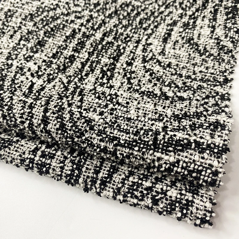 Harvest polyester cotton spandex knitted fabric  tweed trimming fabric for women coat
