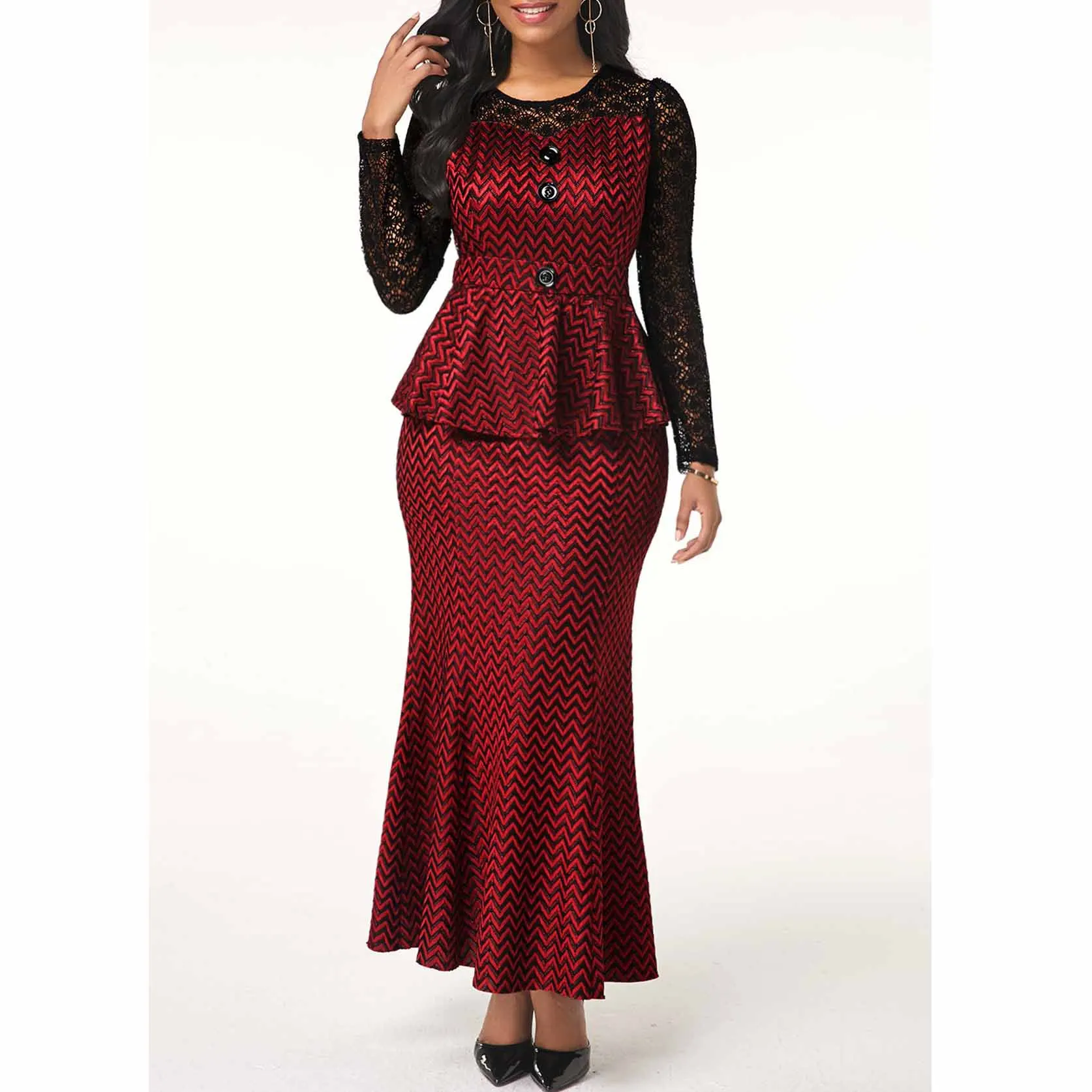 Stripe Printing High Waist Party Dress 2 Pieces Of Commuter Skirts In Stock