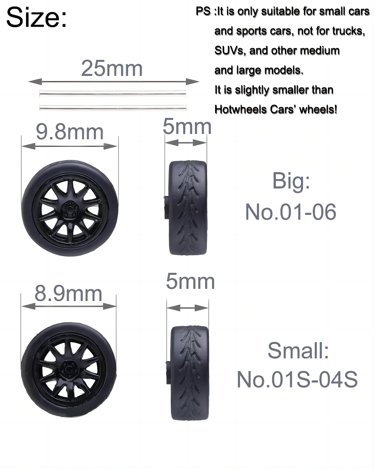 BNDS 1:64 10/Set Boxes ABS Wheels Rubber Tires by BLACK CHROME for diecast toys rims set Gift Toys model car parts