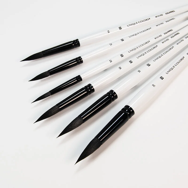 Professional Point Shape Artist Brush Black Squirrel Hair Watercolor Paint Brush Set For Acrylic Painting