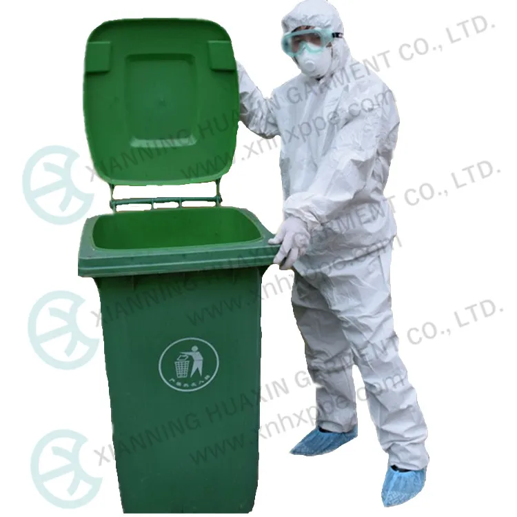 High Quality PPE Disposable Coverall Anti-Static Microporous Breathable Coveralls With Hood And Boots