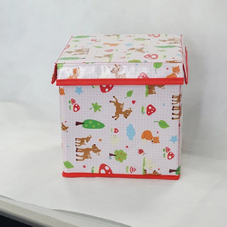 Chiterion Small Fashion Storage Box With Cover Saving Space Store Sundries Foldable Fabric Nursery Storage Bin Box Container