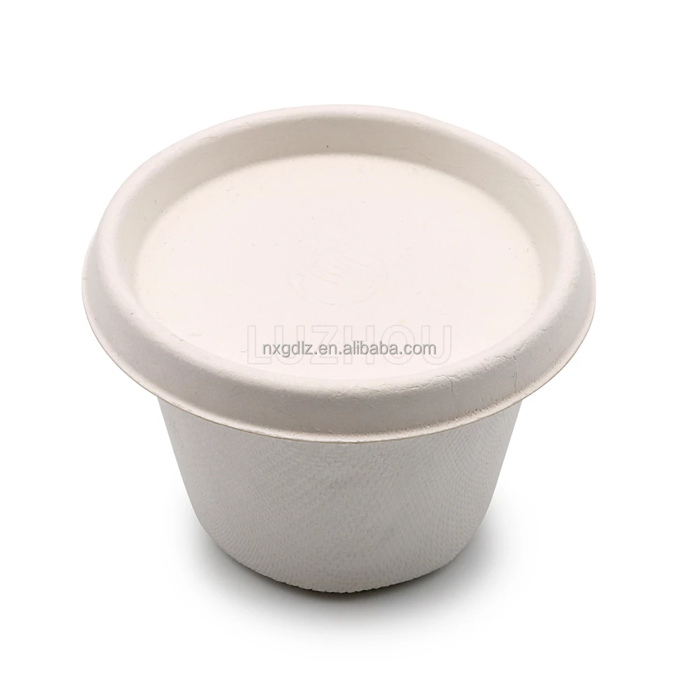 4oz 120ml Good Locking Sturdy Eco Bagasse Biodegradable Dipping Soy Sauce Bowls Paper