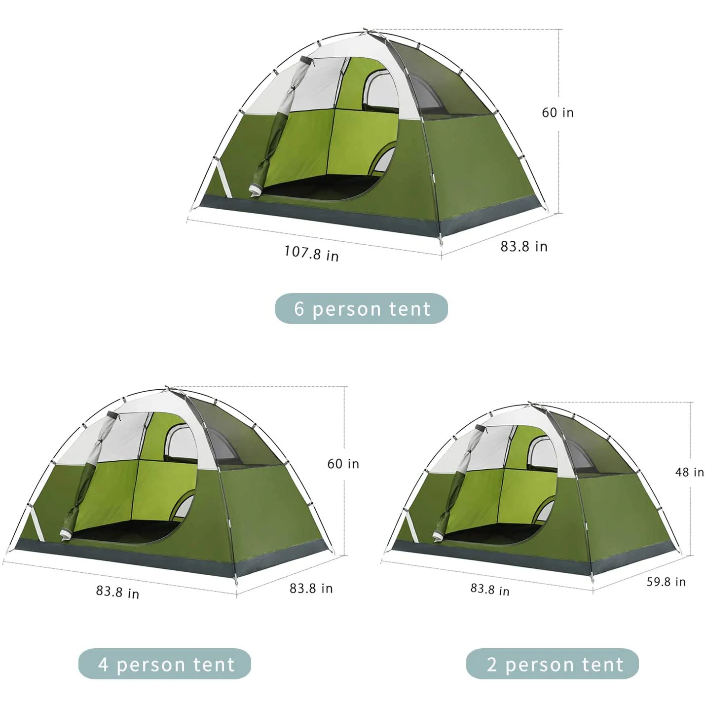 Camping Tent 2/4/6 Person Family Tent Double Layer Outdoor Tent Waterproof Windproof Anti-UV