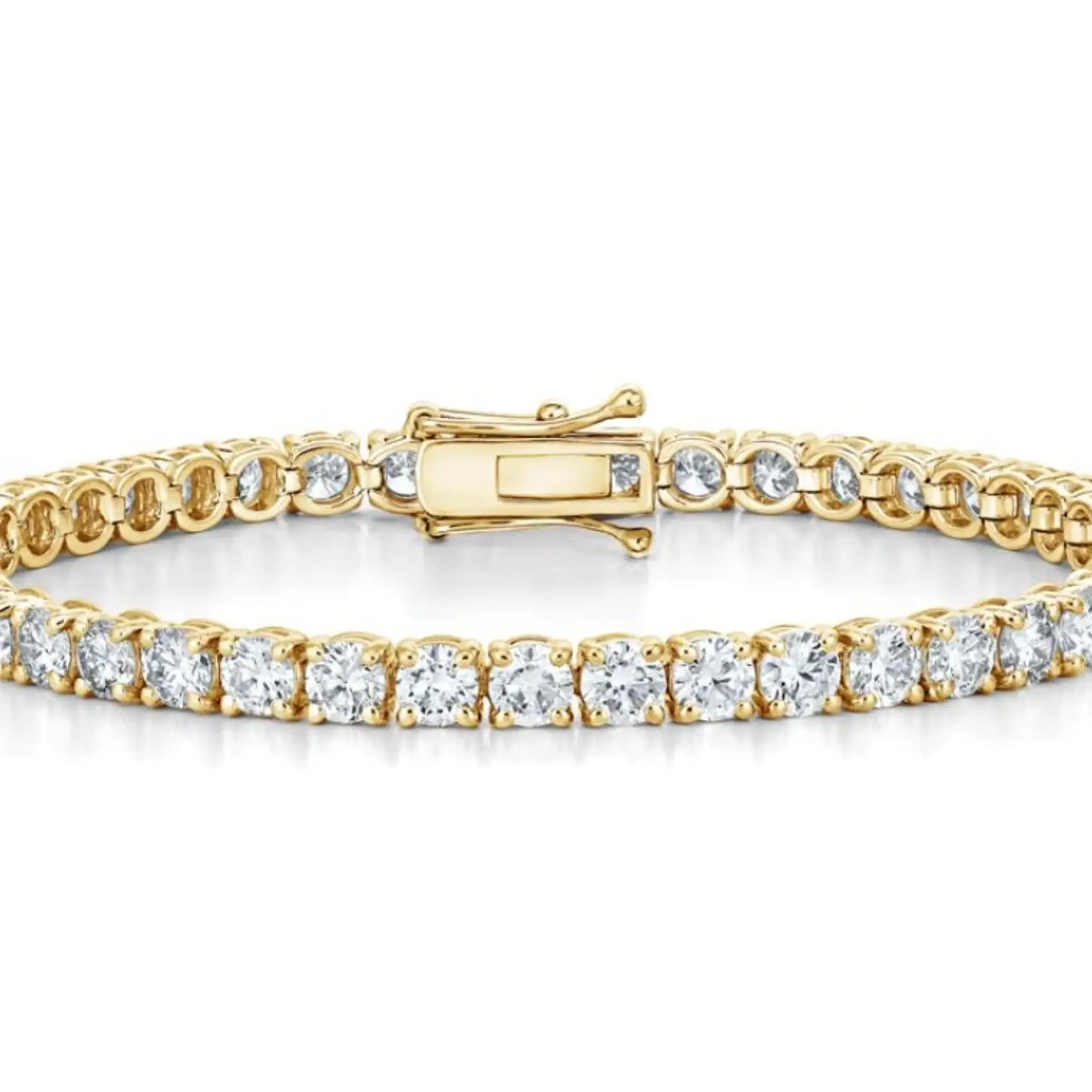 Custom 10k Gold Moissanite Diamond Tennis Bracelet Yellow Gold 3mm Stainless Steel Bangle