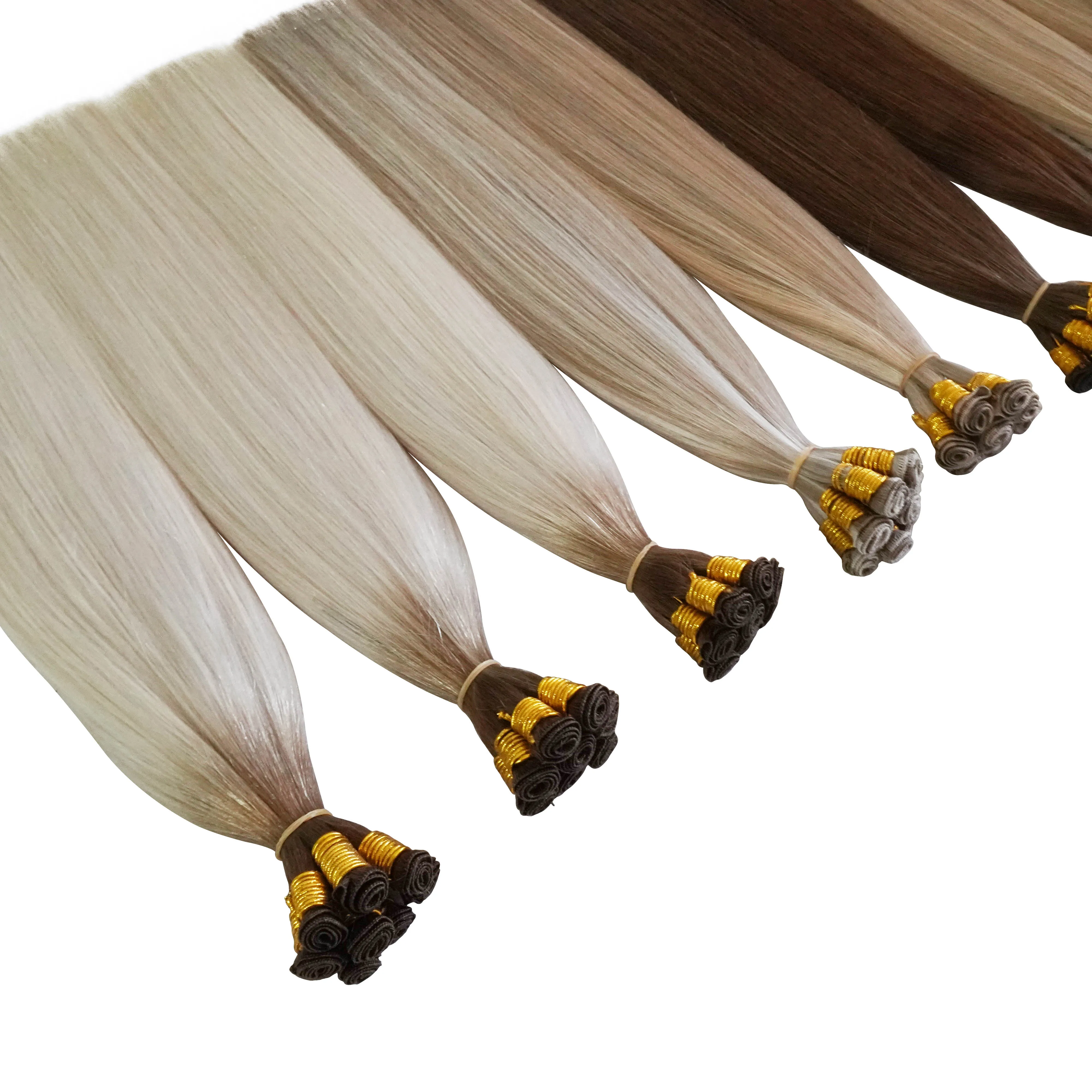 Cuticle Aligned 100 percent Human remy  Hair Double Drawn Virgin Raw Hair No Tangle No Dry Hand Tied Weft Cheap High quality