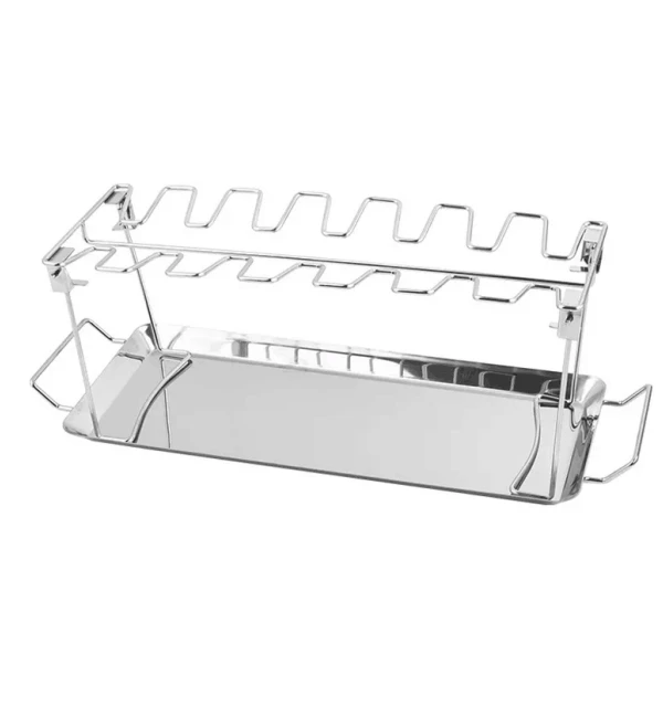 Stainless Steel Vertical Roaster Stand & Drip Pan Cave Tools Chicken Wing & Leg Rack for Barbecue Grill Smoker or Oven