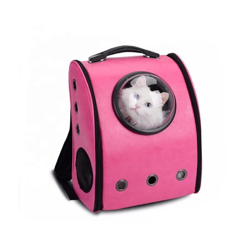 Pet Capsule Dog Carrier Comfort Pu Leather Pet Backpack Carrier Bag Breathable Travel Pet Backpack for Cat Dog Small Animals