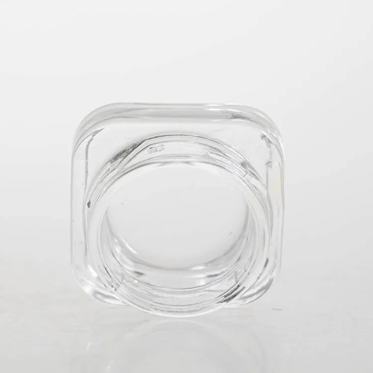 Small Clear Glass Grease Jars Custom Logo Square Concentrate Containers Child Resistant Cap CRC Glass Jar