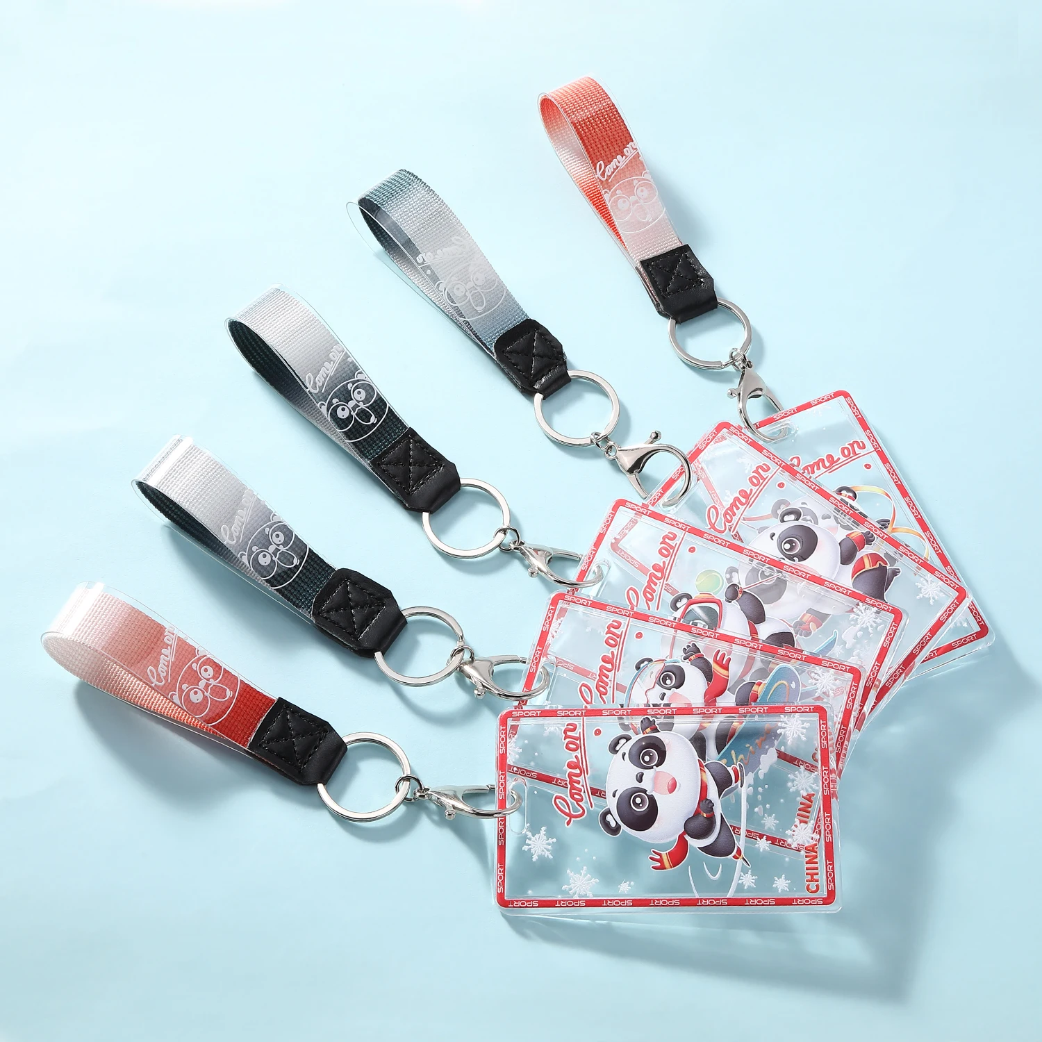 Пользовательский модный короткий шнурок из ПВХ, ремешок на запястье с акриловым держателем для карт, держатель для значков