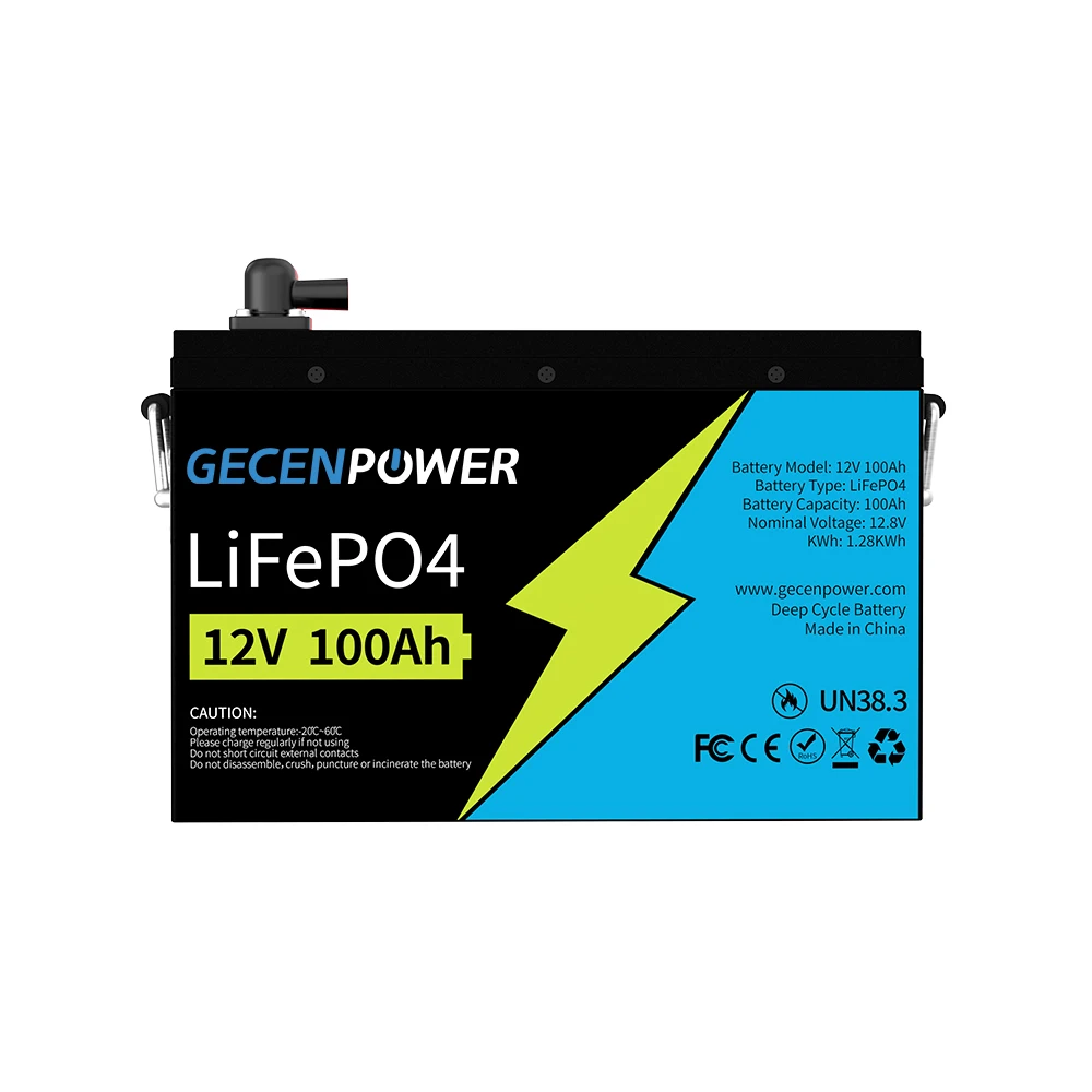 Gecenpower 12v 100ah lithium ion deep cycle battery with bluetooth for rv marine solar system